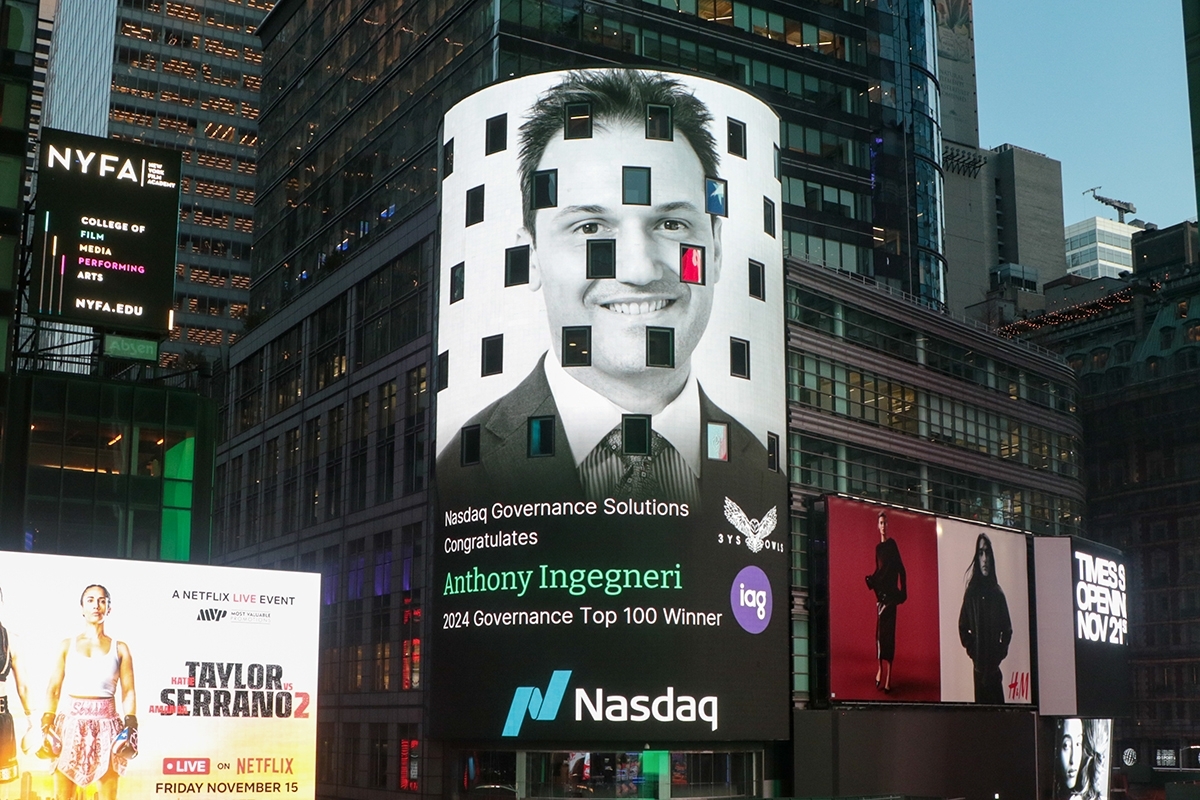 2024 Governance Top 100 winner Nasdaq NYC Times Square Anthony Ingegneri